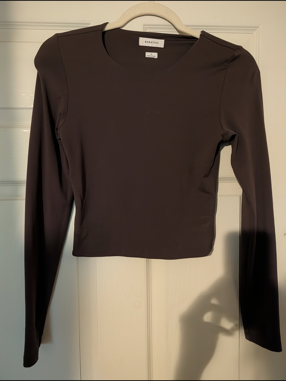 Babaton Dark Brown Long-Sleeve Crewneck Top